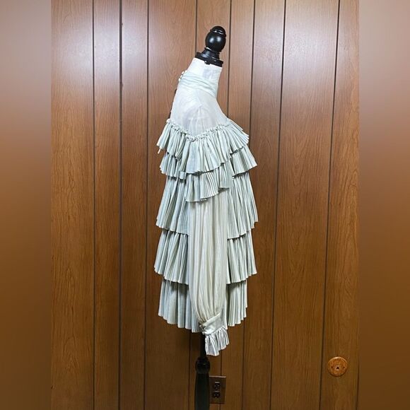 Wandering Pleated Satin Mini Dress In Grey size 40/us size 4 - Picture 10 of 14